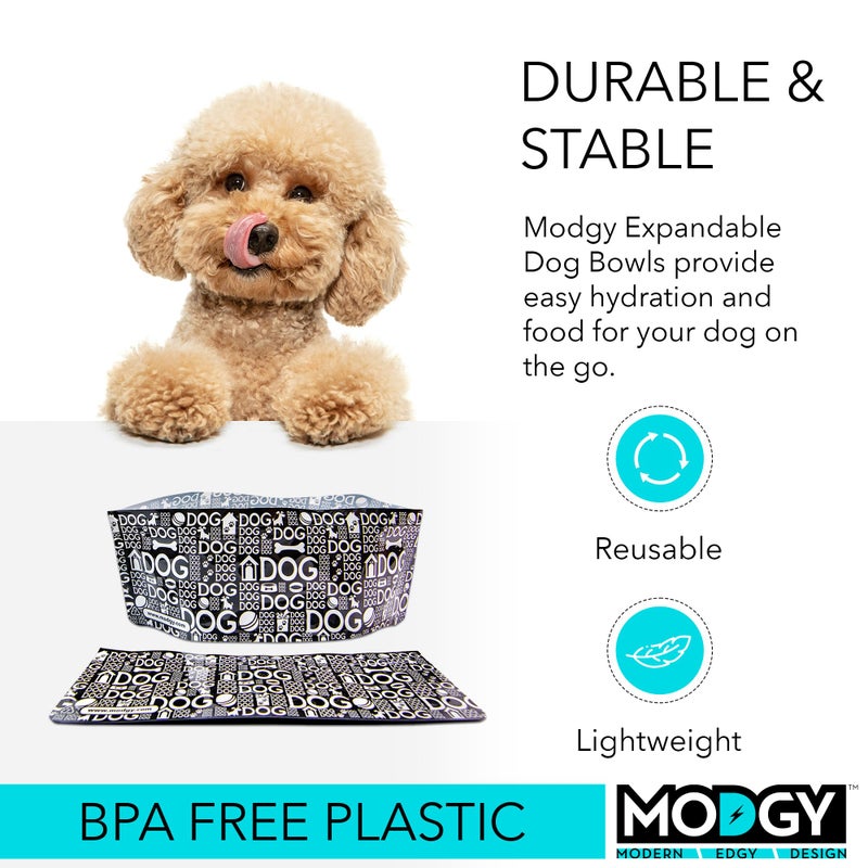MODGY Collapsible Dog Food Bowl Dish, Reusable, Plastic Travel Size, Portable Container, Camping, Hiking, Car, Road Trip Essential, Cute Pattern, Doggy Dog, Pack of 2 - Image 3